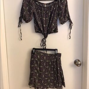 Free people purple two piece floral set